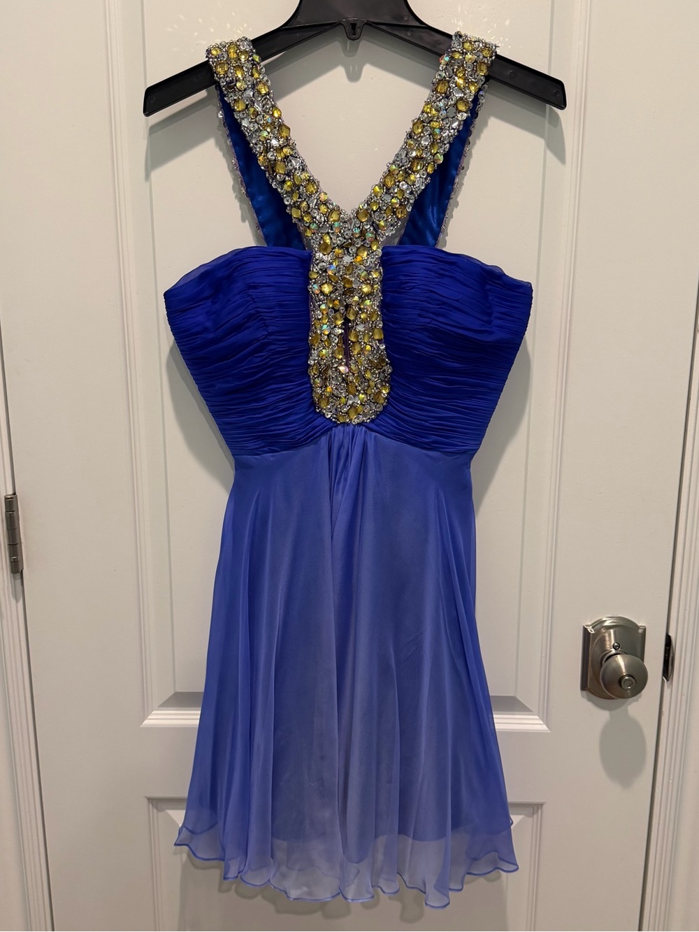 Sherri Hill Prom Party Dress Silk Outer Layers Embellished Blue Ombré Women’s 4